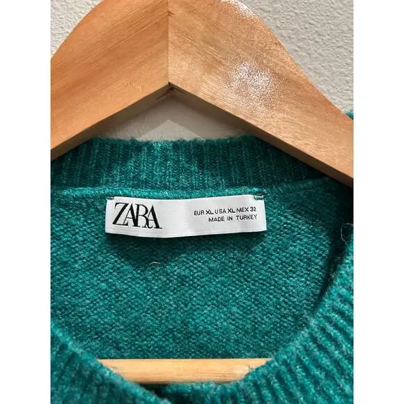 ZARA button up puff sleeve cropped cardigan sweater crew neck M, L, XL - Picture 5 of 5